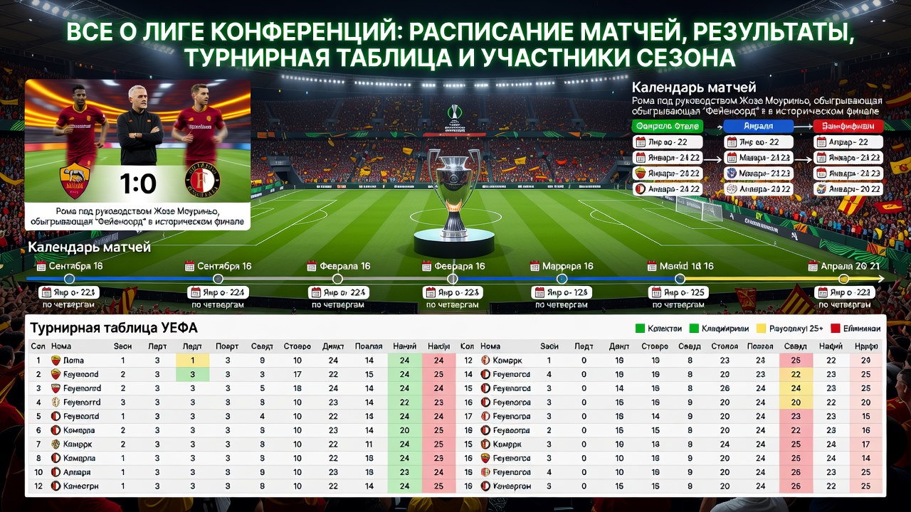 Все о Лиге конференций: расписание матчей, результаты, турнирная таблица и участники сезона